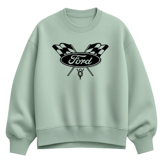 Ford - Checker Flag Logo - Women's Oversized Fleece Crew Sweatshirt