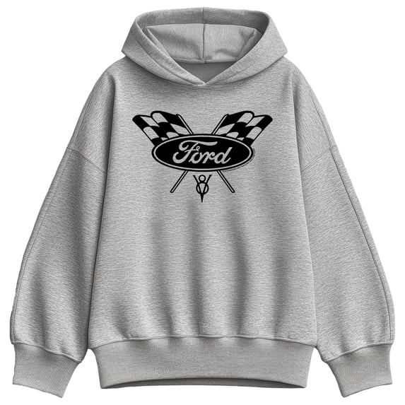 Ford - Checker Flag Logo - Women's Oversized Fleece Hoodie Sweatshirt