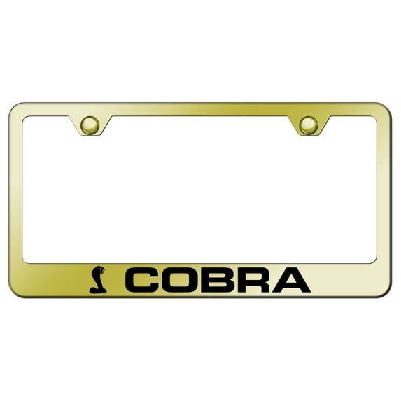 Ford Cobra Laser Etched Logo Stainless Steel License Plate Frame (Gold)