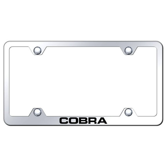 Ford Cobra Laser Etched Logo Wide Body License Plate Frame (Chrome)