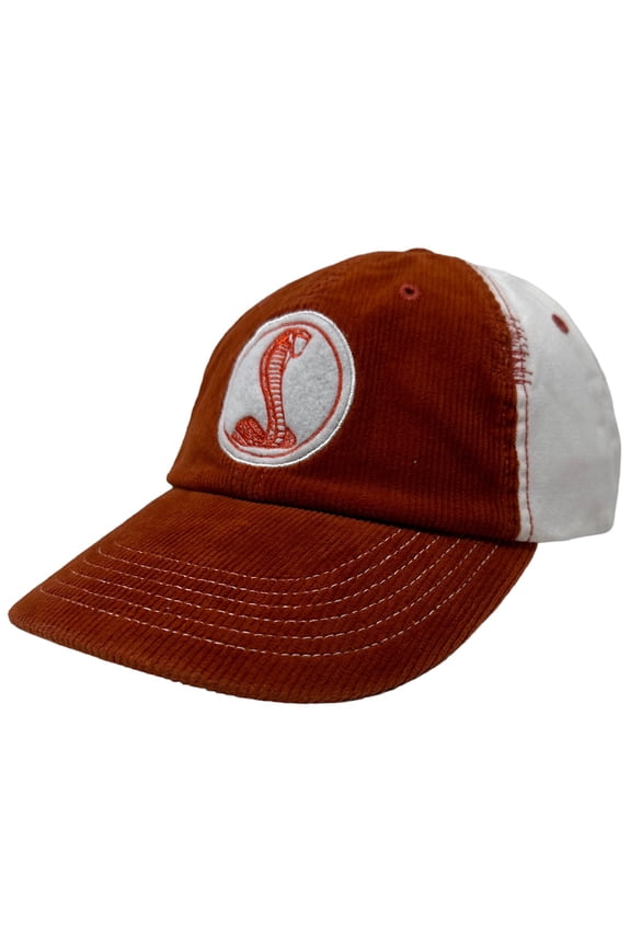 Cobra Shelby Mustang Men's Corduroy Adjustable Hat Cap in Orange/Off White