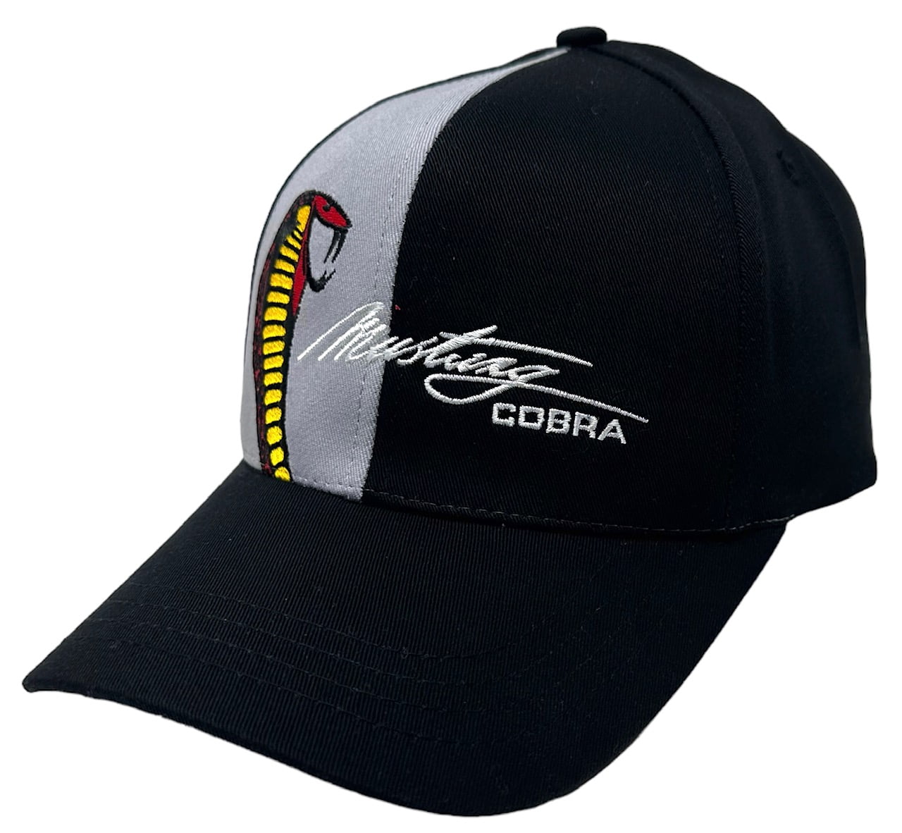 Ford Cobra Shelby Mustang Men's Embroidered Colorblock Strapback Hat Cap