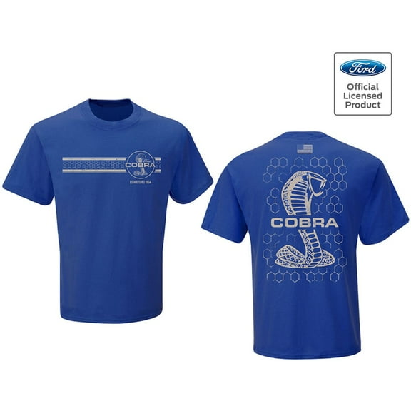 Ford Cobra Shelby Mustang Men's Licensed Logo Tee T-Shirt - Royal Blue (Small)