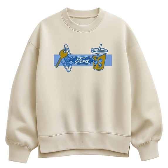 Ford - Coffee and Keychain - Women's Oversized Fleece Crew Sweatshirt