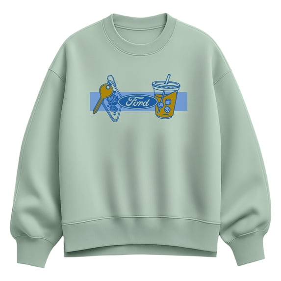 Ford - Coffee and Keychain - Women's Oversized Fleece Crew Sweatshirt