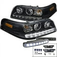 thumbnail image 1 of Ford Crown Victoria Black Projector Headlights+8-LED DRL Fog Lamps, 1 of 2