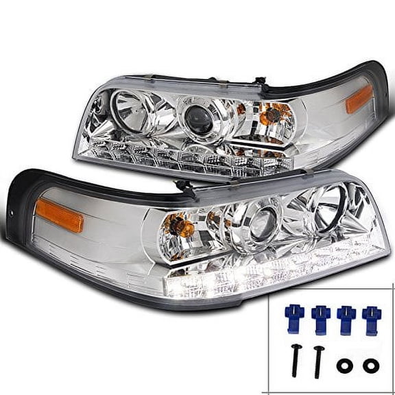 Ford Crown Victoria Chrome Clear SMD LED DRL Projector Headlights
