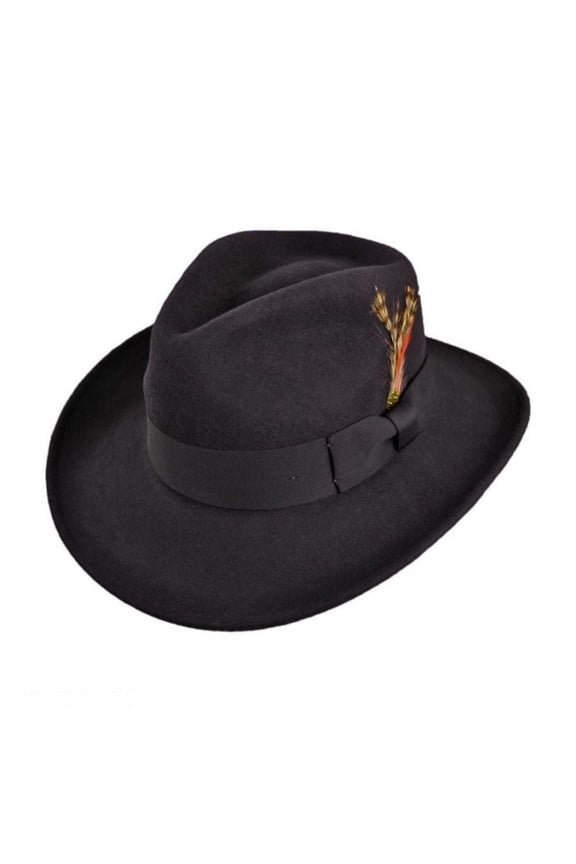 Ford Crushable Wool Felt Fedora Hat - S - Black