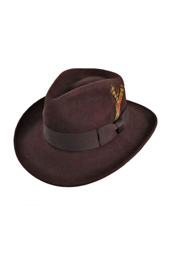 Ford Crushable Wool Felt Fedora Hat - S - Brown