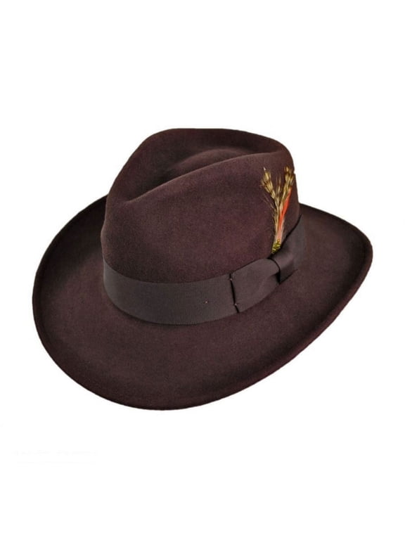 Ford Crushable Wool Felt Fedora Hat - S - Brown