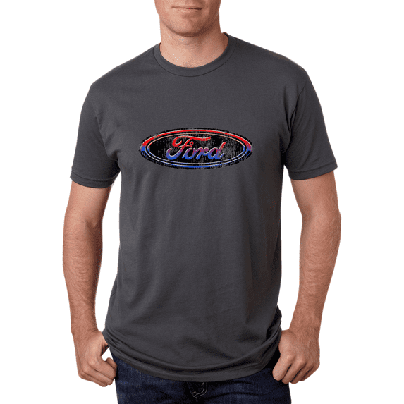 Ford Distressed USA Red White and Blue Tough Logo Cars and Trucks Graphic T-Shirt