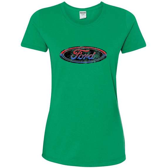Ford Distressed USA Red White and Blue Tough Logo Cars and Trucks Womens Graphic T-Shirt