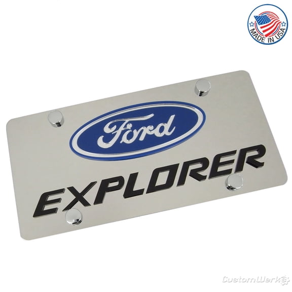 Ford Dual Logo Explorer License Plate (Chrome)