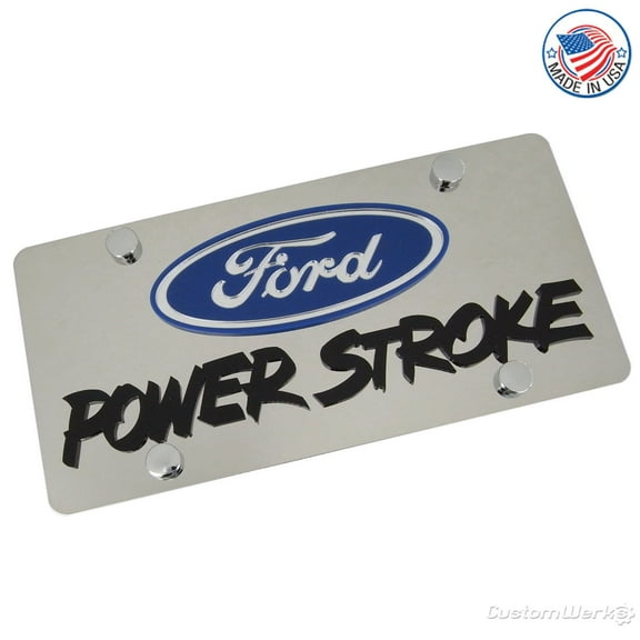 Ford Dual Logo Power Stroke License Plate (Chrome)