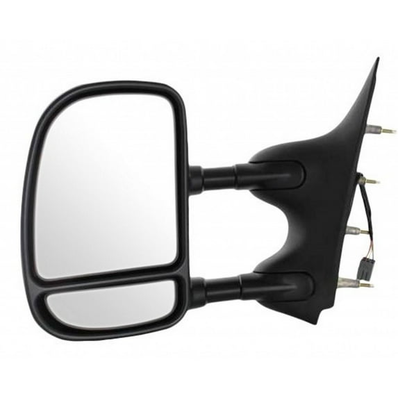 For Ford E-150 Club Wagon 2003 2004 2005 Door Mirror Driver Side | Power Folding Non-Heated Telescopic Tow Type | Black Textured | FO1320237 | 7C2Z17683CA