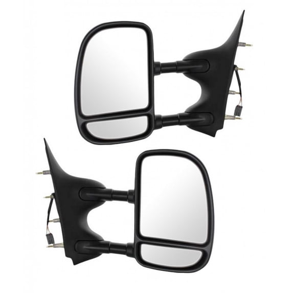 For Ford E-450 Econoline Super Duty 2002 Door Mirror Driver and Passenger Side | Pair | Power | Black Textured | Telescoping Type | Replacement For FO1320237, FO1321237 | 7C2Z17683CA, 7C2Z17682CA