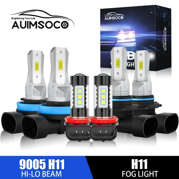 For Ford Edge 2007-2010 Led Headlight Combo Pack of 6 Hi/Lo Beam Fog Lights 9005/HB3 H11 H11 8000LM Super Bright White 6000k Kit Bulbs 50000 Hours Lifespan Canbus No Error
