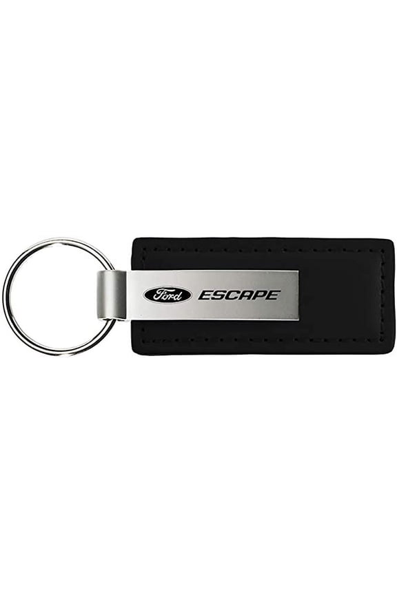 Escape Black Rectangular Leather Key Chain