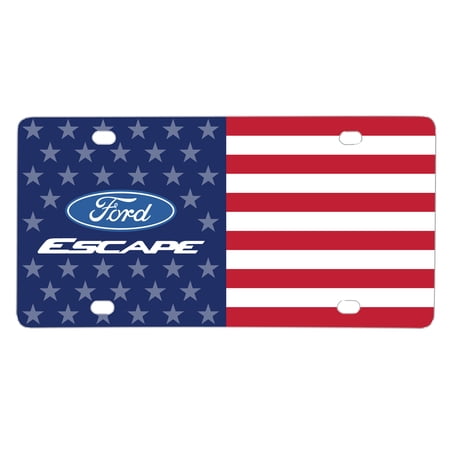 Ford Escape Logo USA Flag Graphic Special Aluminum Metal License Plate