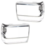 For Ford Explorer 1991 92 93 1994 Headlight Bezel Driver and Passenger Side | Pair | Chrome/Black/Silver | F2TZ13064H, F2TZ13064G | FO2512113, FO2513111