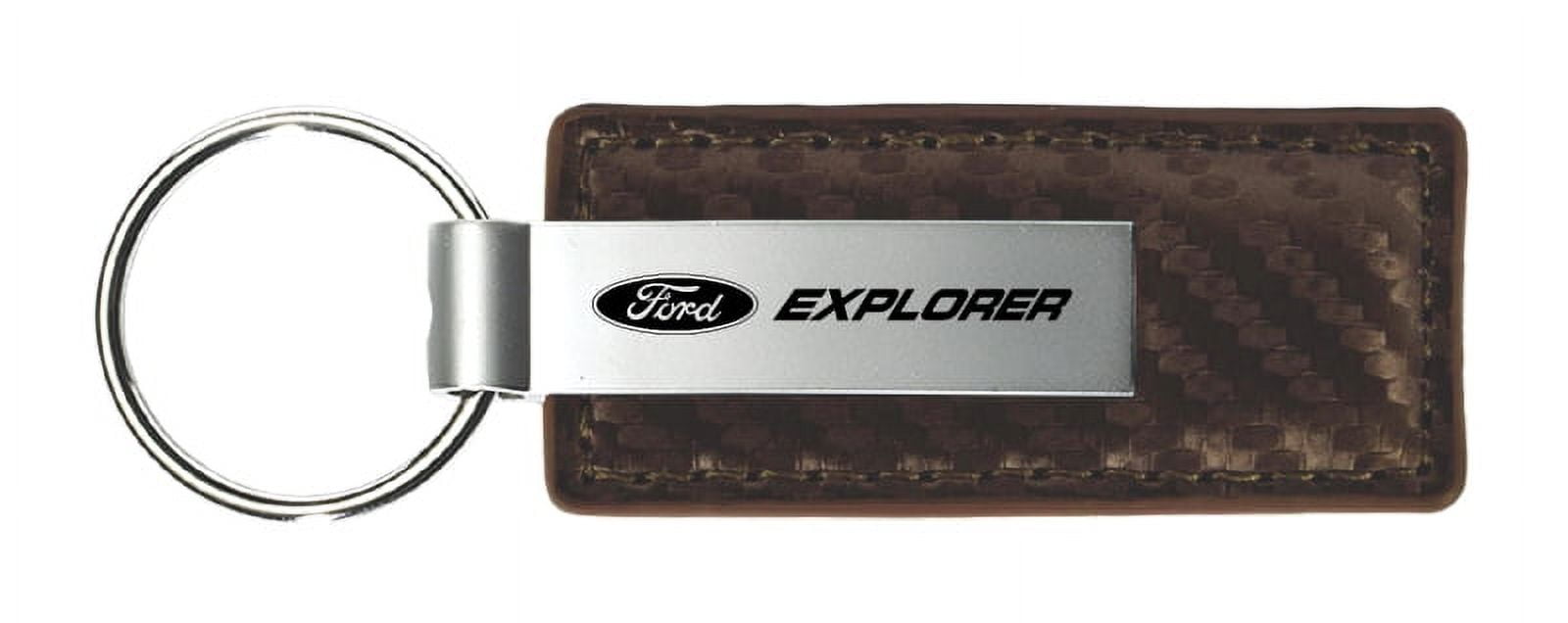 Ford Explorer Carbon Fiber Leather Key Chain (Taupe)