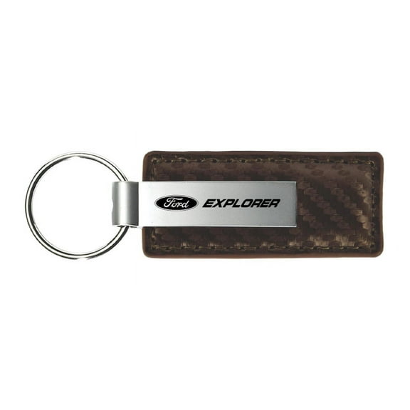 Ford Explorer Carbon Fiber Leather Key Chain (Taupe)
