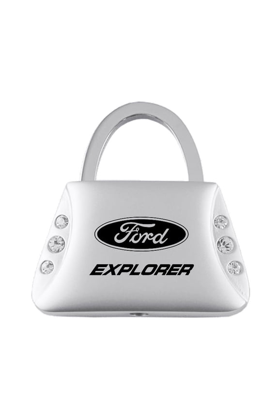 Ford Explorer Jeweled Purse Shape Key Ring (Silver)