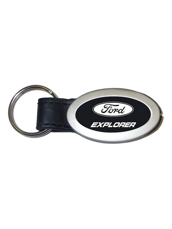 Explorer Black Oval Leather Key Fob