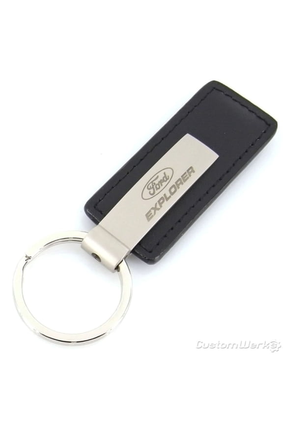 Ford Explorer Rectangular Leather Key Chain (Black)