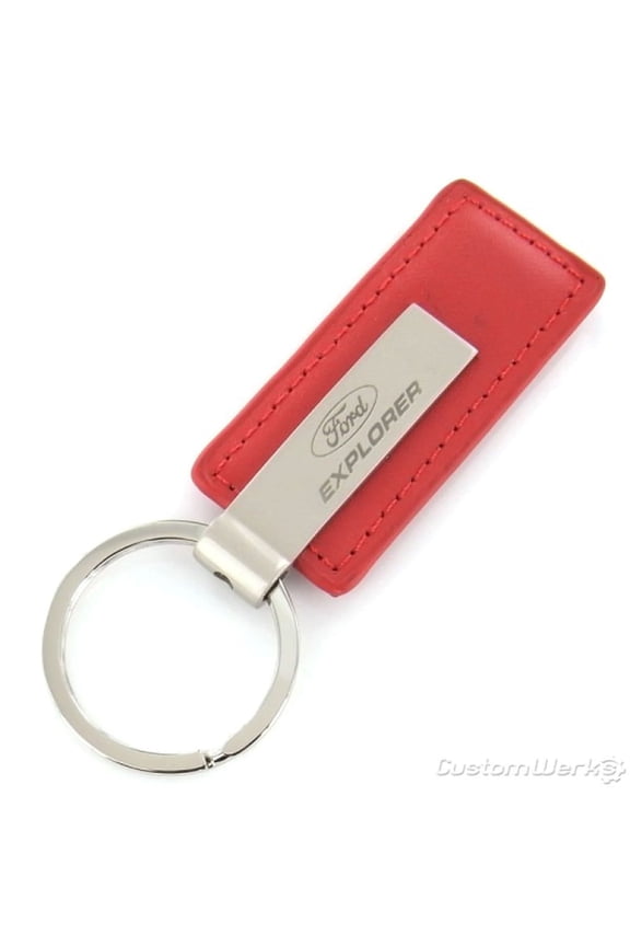 Ford Explorer Rectangular Leather Key Chain (Red)