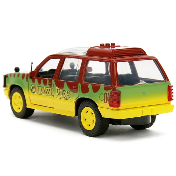 Ford Explorer Red and Yellow with Green Graphics "Jurassic Park" (1993) Movie 30th Anniversary "Hollywood Rides" Series 1/32 Diecast Model Car by Jada