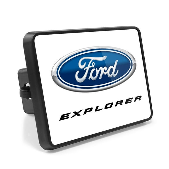 Ford Explorer UV Graphic White Metal Face-Plate on ABS Plastic 2 inch Tow Hitch Cover