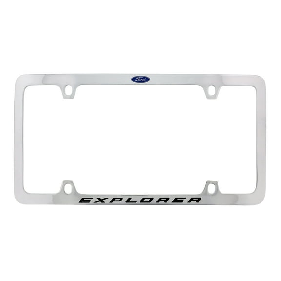 Ford Explorer with Logo Thin Rim Chrome Plated Brass Metal License Plate Frame Holder 4 Hole
