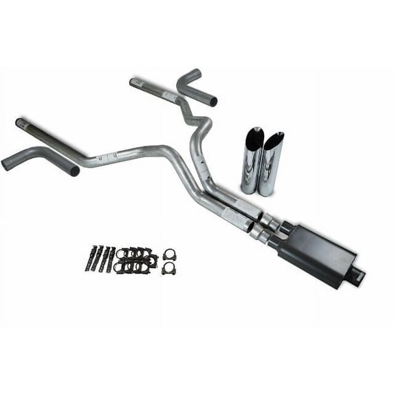 Ford F-150 04-14 3" Dual Exhaust Kits 2 Chamber Muffler Slash Tips Side Exit