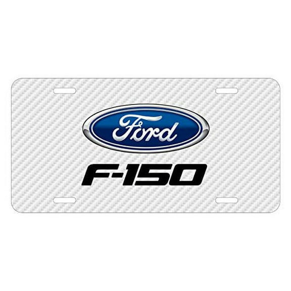 Ford F-150 2009 to 2014 White Carbon Fiber Look Graphic Special Aluminum Metal License Plate