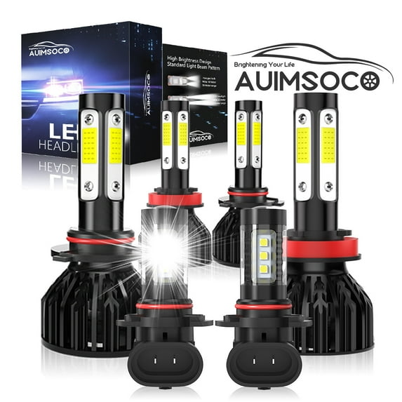 For Ford F-150 2015-2020 6Pcs 8000 Lumens White 6000k LED Headlights Bulbs, Hi-Lo Beam Fog Lights Combo 9005 H11 H10 KIT, Canbus No Error High Power Lamps, Plug-N-Play