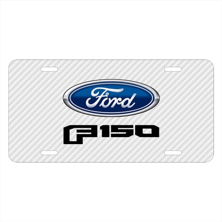 Ford F-150 2015 to 2017 White Carbon Fiber Texture Graphic UV Metal License Plate