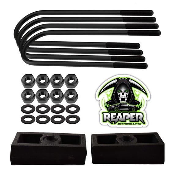 Ford F-150 2WD 1.5" Cast Iron Lift Blocks + Round U-Bolts Leveling Lift Kit