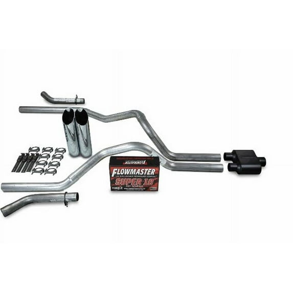 Ford F-150 87-97 2.5" Dual Exhaust Kits Flowmaster Super 10 Slash Tip Corner