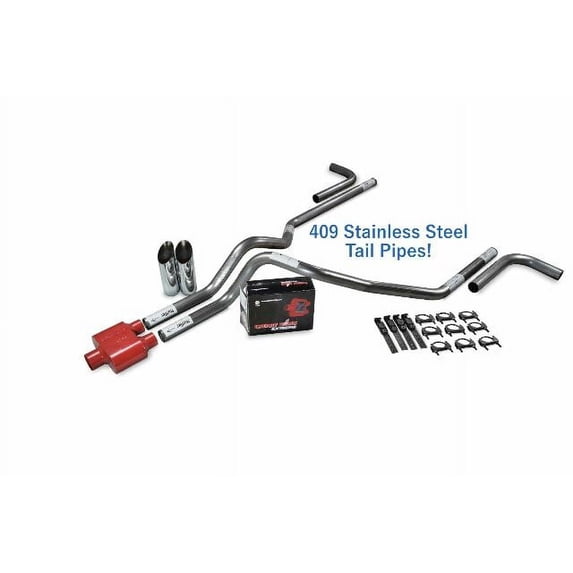 Ford F-150 87-97 2.5" SS Dual Exhaust Kit Cherry Bomb Extreme Side SL Tip