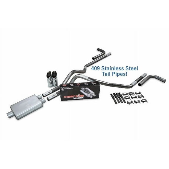 Ford F-150 87-97 2.5" SS Dual Exhaust Kit Cherry Bomb Vortex Side SL Tip