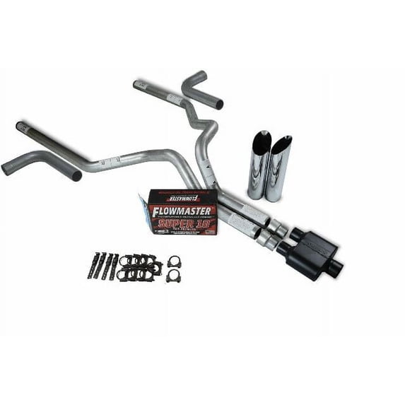 Ford F-150 87-97 3" Dual Exhaust Kits Flowmaster Super 10 Slash Tip Side Exit