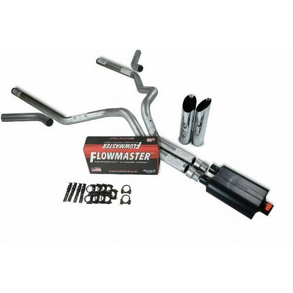 Ford F-150 87-97 3" Dual Exhaust Kits Flowmaster Super 40 Slash Tip Corner Exit