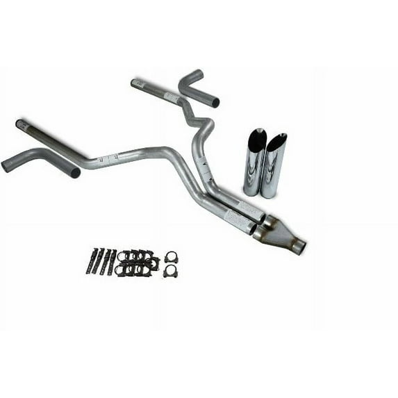 Ford F-150 87-97 3" Dual Truck Exhaust Kits Y pipe Slash Tips Side Exit