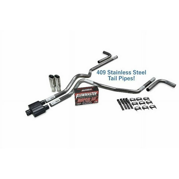 Ford F-150 98-03 2.5" SS Dual Exhaust Kit Flowmaster Super 10 Side Clamp Tip