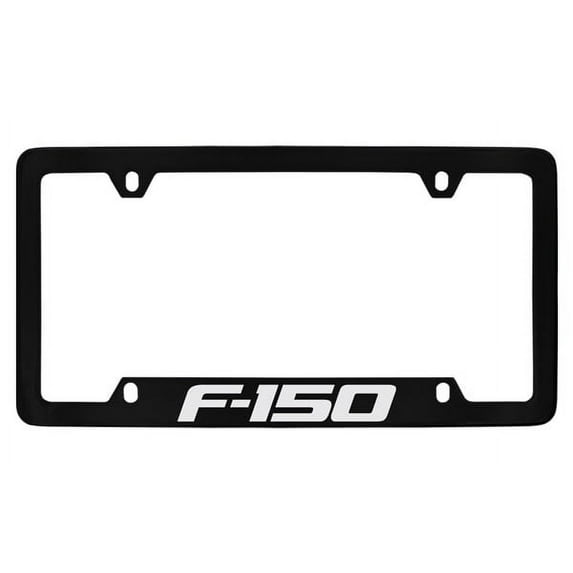 Ford F-150 Black Coated Metal Bottom Engraved License Plate Frame Holder