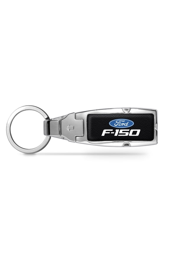 Ford F-150 Black Leather insert Detachable Chrome Metal Belt Slide Key Chain