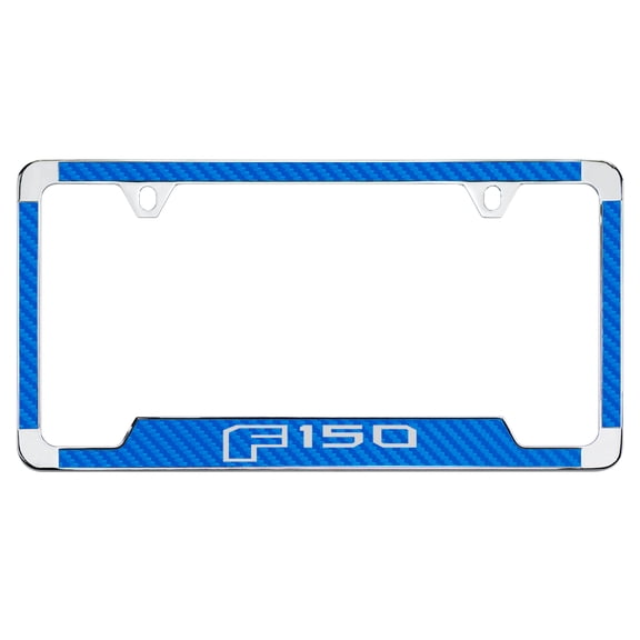 Ford F 150 Blue Simulated Carbon Fiber License Plate Frame Holder