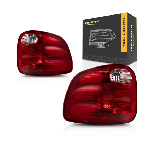For Ford F-150/F-150 Heritage 2000 01 02 03 2004 Tail Light Driver and Passenger Side | Pair | Red Lens | Flareside | Replacement For FO2800178, FO2801178 | YL3Z13405AA, YL3Z13404AA