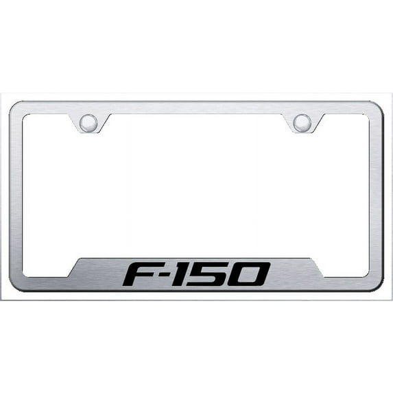 Ford F-150 Laser Etched Logo Cut-Out License Plate Frame (Brushed Chrome)